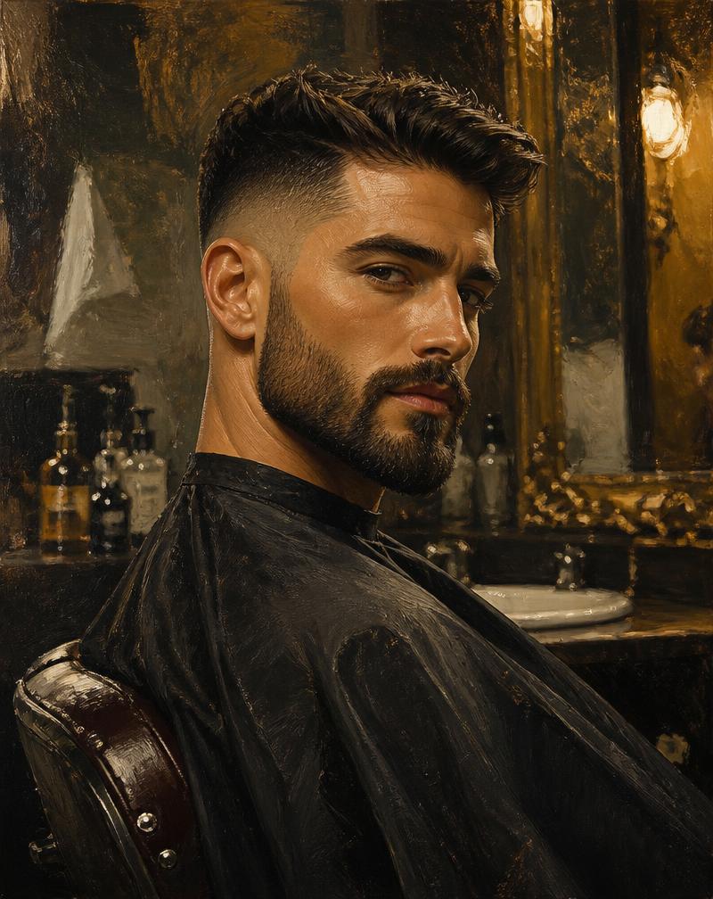 Men's haircut and beard grooming at a men's salon in Basavanagar